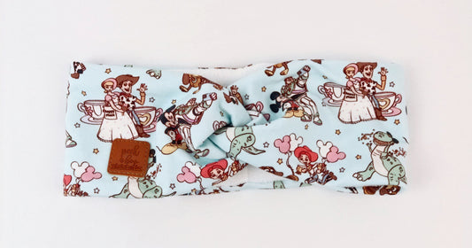 Fleece Twisted headband - blue friends