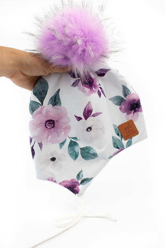 Ear flaps Purple Floral