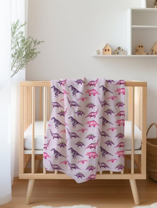 Minky Blanket - Purple Dinos