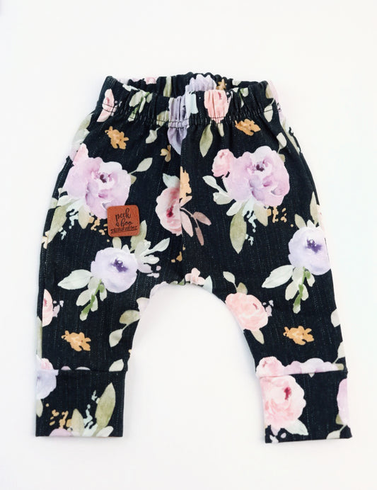 Jeans Floral baby pant - Size New born