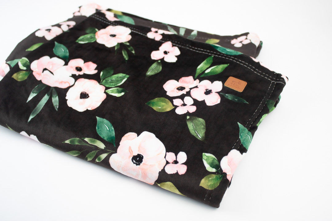 Minky Blanket - Light pink floral