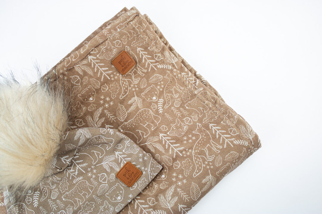 Minky Blanket - Woodland on beige