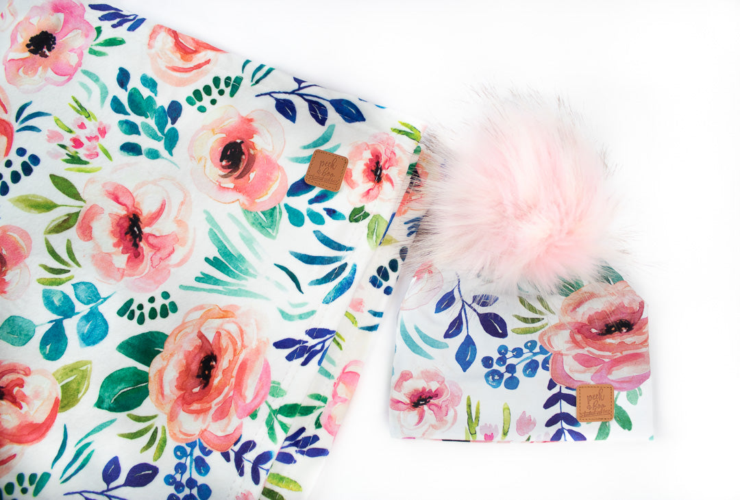 Minky Blanket - Colourful flowers