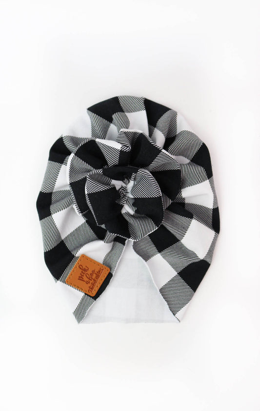 Plaid Turban flower hat