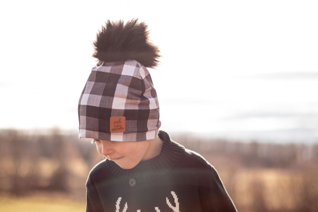 3 Season Toque black & grey plaid