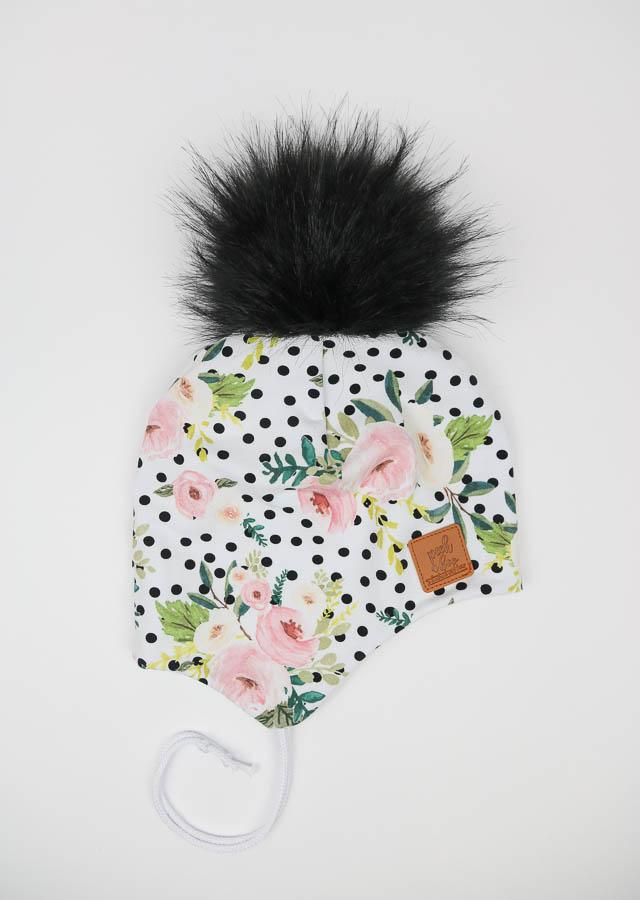 3 Season ear flap Polka Dotts