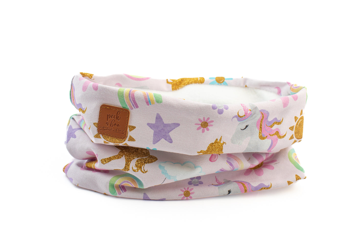 MADE TO ORDER | Fleece neck warmer Rainbows & Unicorns wonderland
