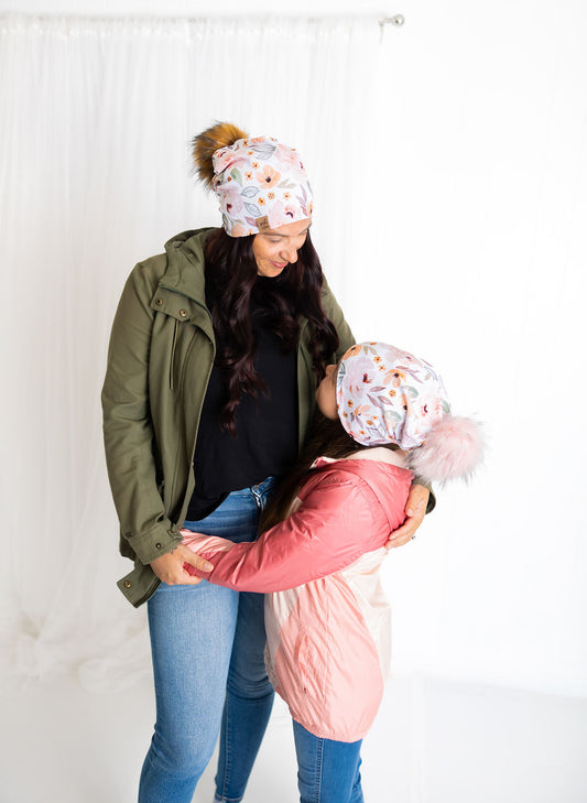 Slouchy Beanie Fall peach floral