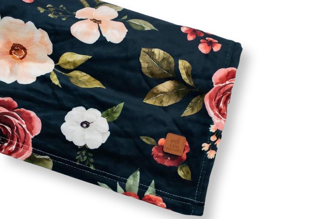 Minky Blanket - Navy Floral