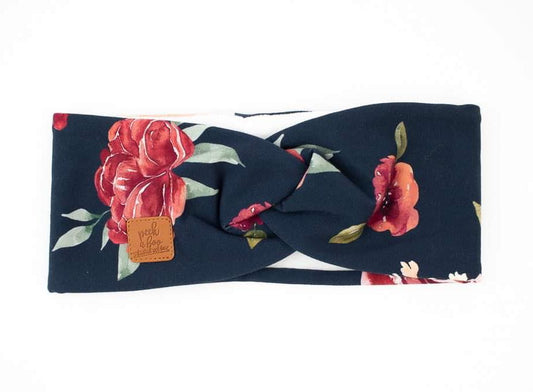 Fleece Twisted headband | Navy floral