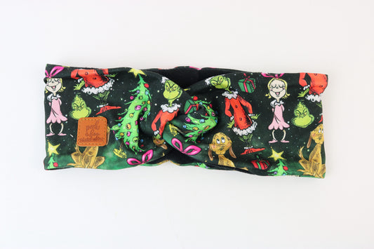 Fleece Twisted headband - Grinchy