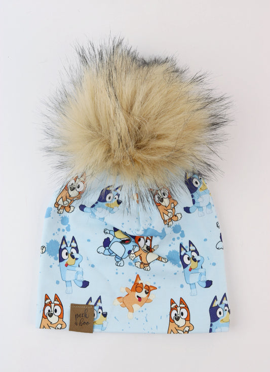 Slouchy Beanie Blue dog