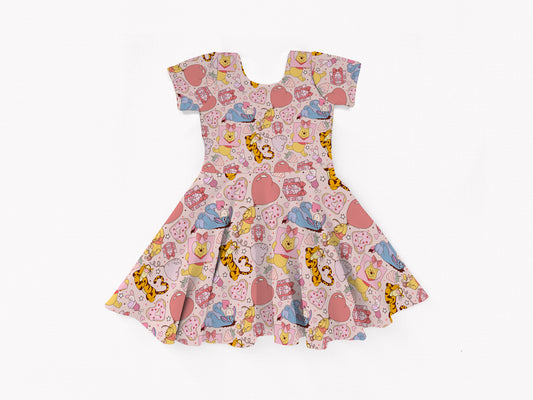 Short sleeve Twirl Dress | pooh Valentine's day