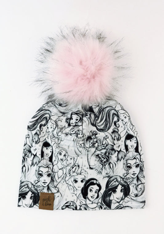 Slouchy Beanie Grey & White Princess