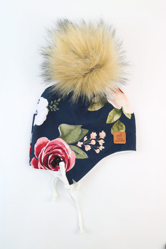 Ear flaps - Blue floral