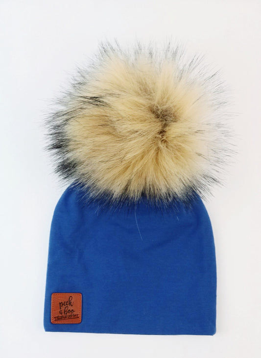 Royal Blue Slouchy Beanie (NO POMPOM INCLUDED)
