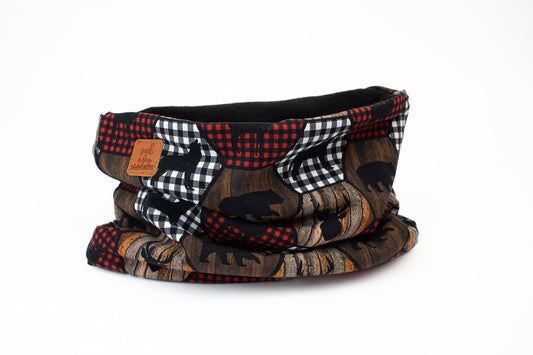 Fleece neck warmer Plaid animals