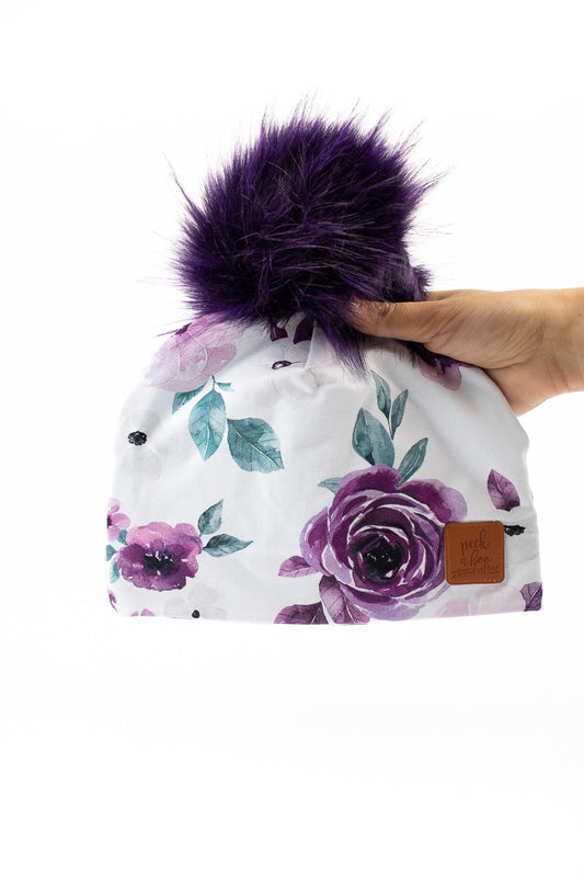 3 Season toque Purple Floral