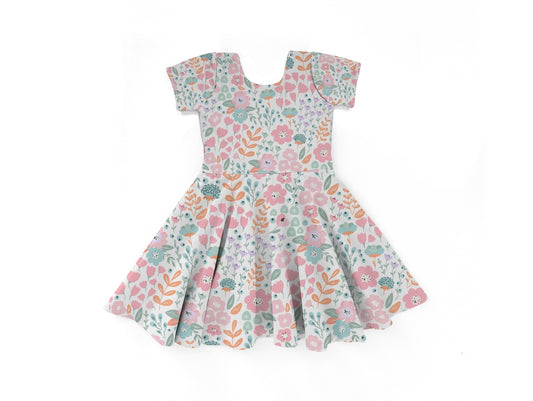 Short sleeve Twirl Dress | Easter Floral