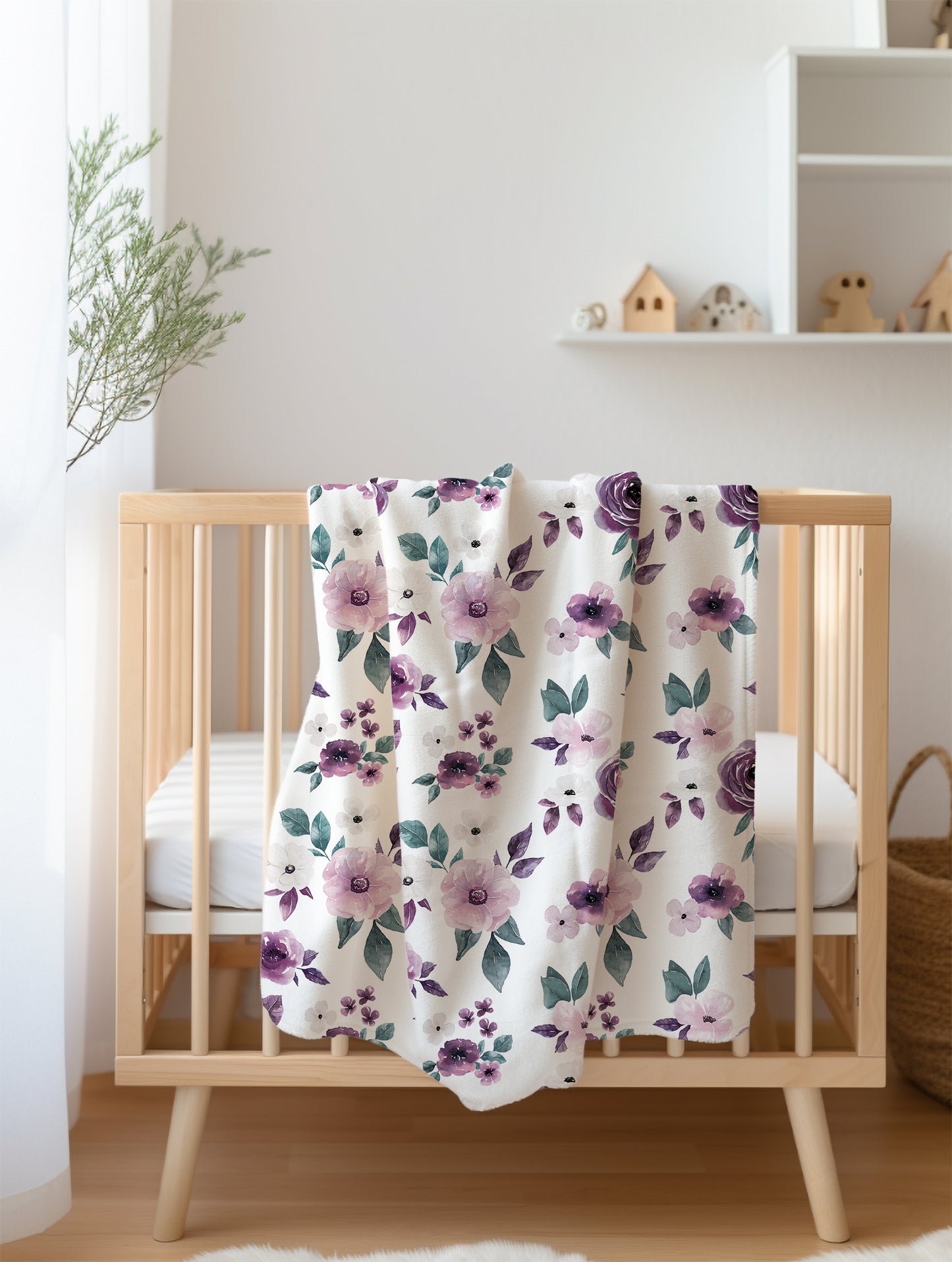 IN STOCK | Minky Blanket - Purple floral