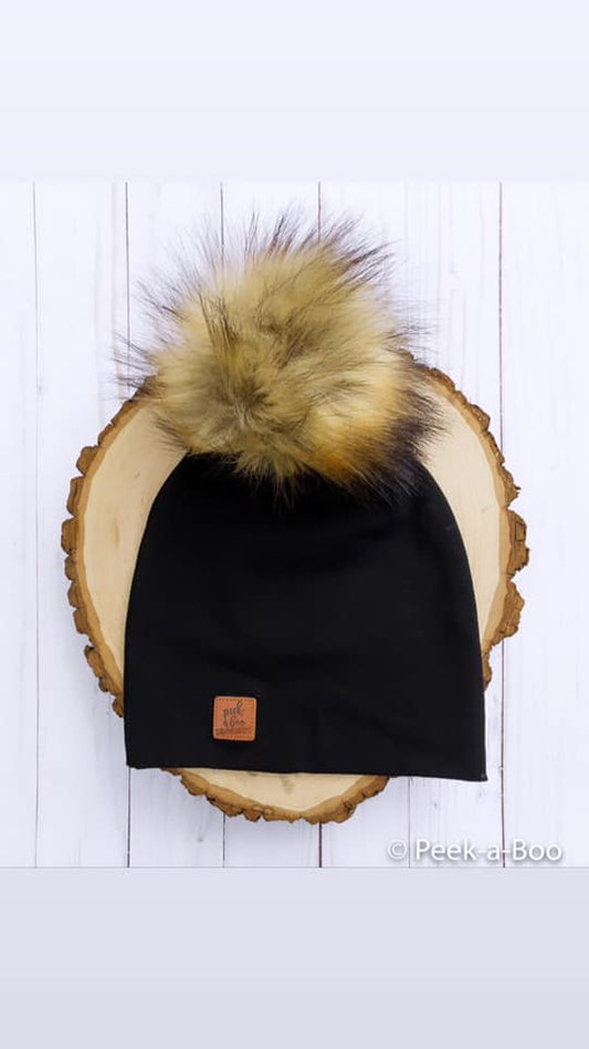 Black Slouchy Beanie (NO POMPOM INCLUDED)