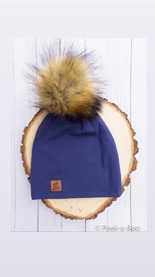 Blue Slouchy Beanie (NO POMPOM INCLUDED)