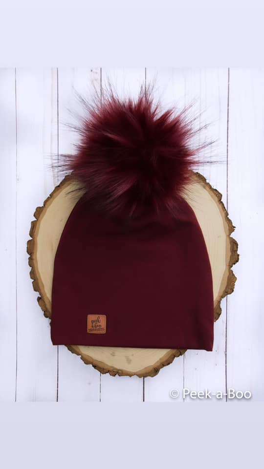Burgundy Slouchy Beanie (NO POMPOM INCLUDED)