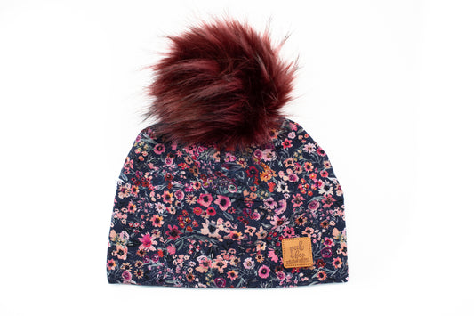 3 Season Toque daisies on navy