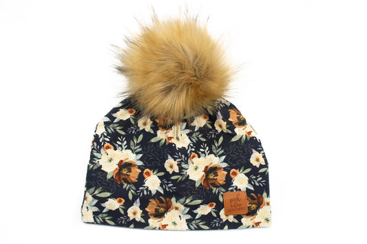 3 Season Toque rust floral