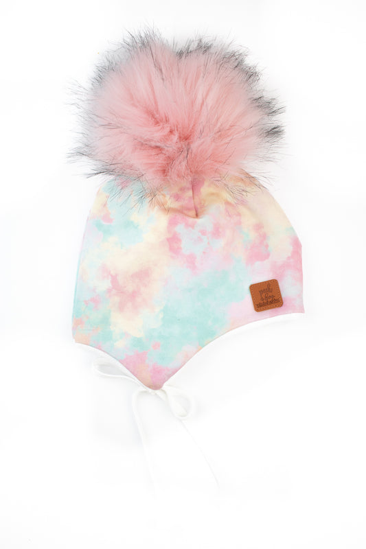 Ear flaps rainbow tie-dye