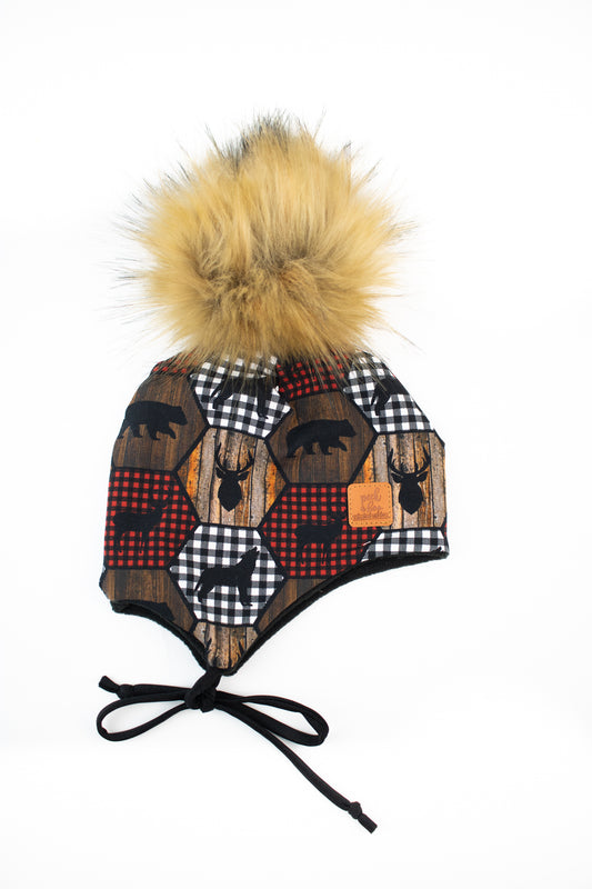 Ear flaps Plaid animals