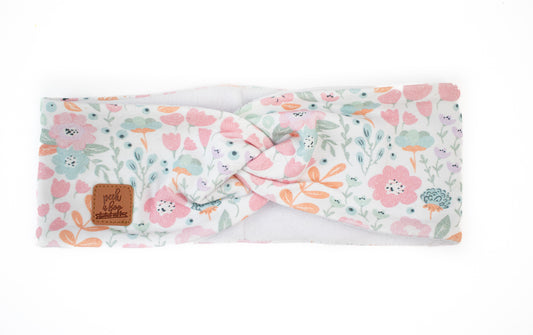 Fleece Twisted headband pastel floral