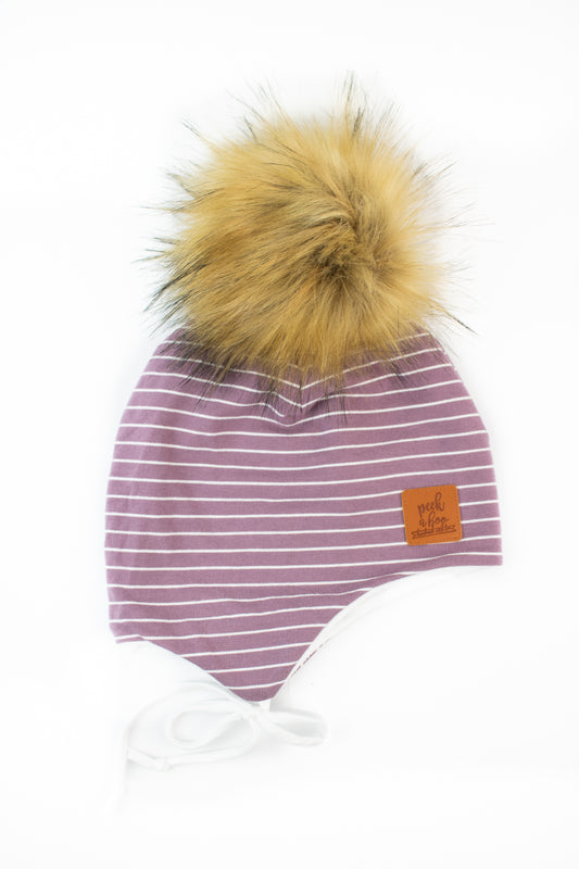 Ear flaps - Purple stripes