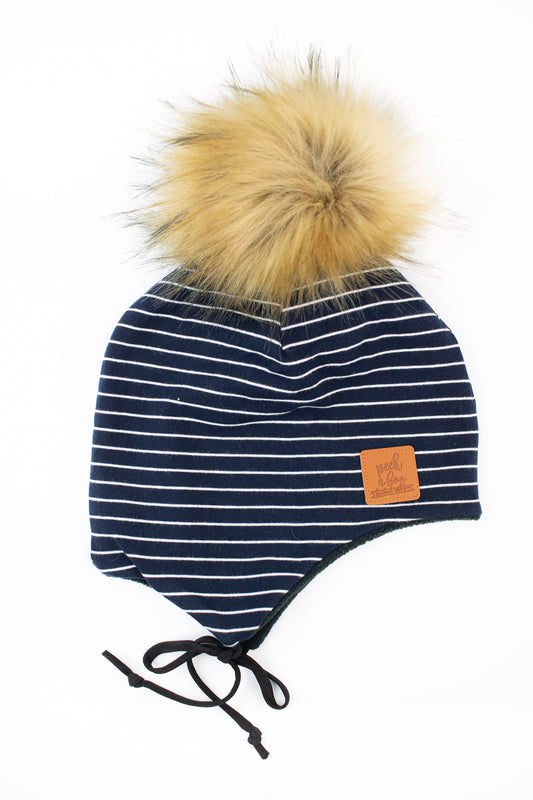 Ear flaps - Blue stripes