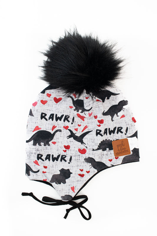 Ear flaps - Heart Dino