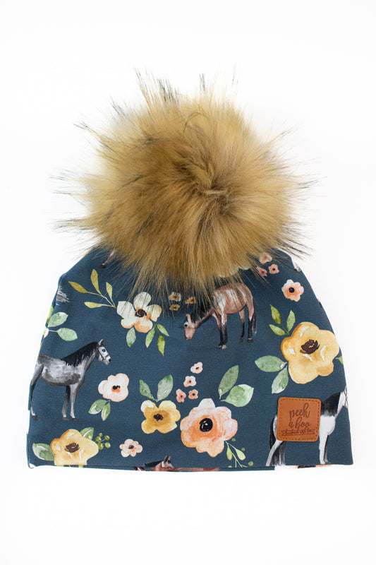 3 Season Toque - Horses & flowers