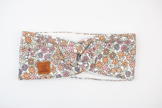 Fleece Twisted headband - Fall floral