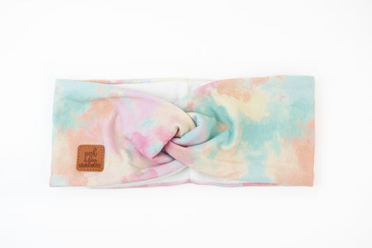 Fleece Twisted headband - Rainbow Tie Dye