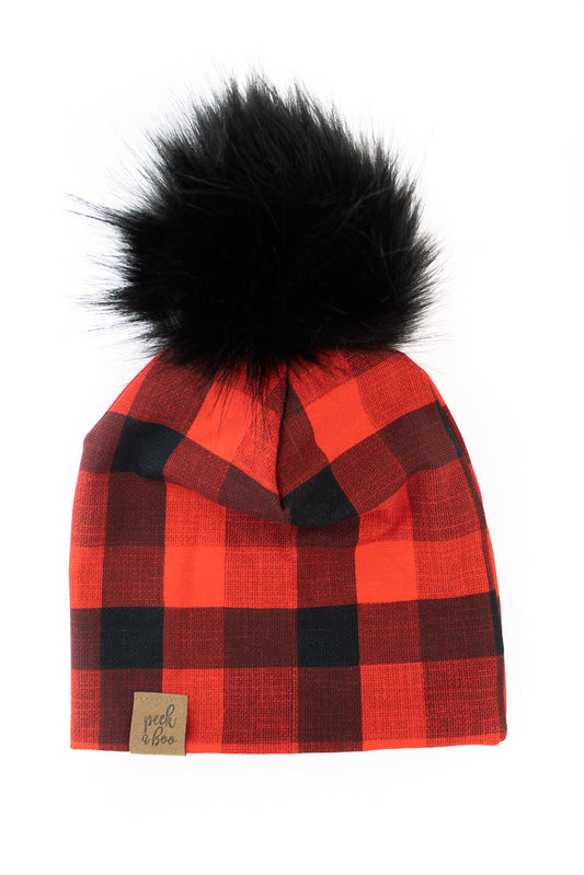 Slouchy Beanie Buffalo plaid