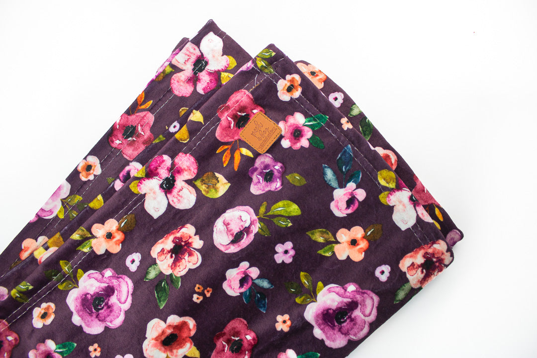 Minky Blanket - Plum floral