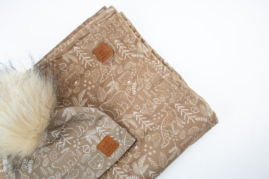Minky Blanket - Woodland on beige