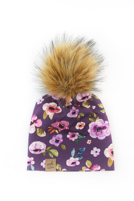 IN STOCK | Slouchy Beanie Plum floral