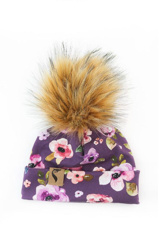 IN STOCK | Slouchy Beanie Plum floral