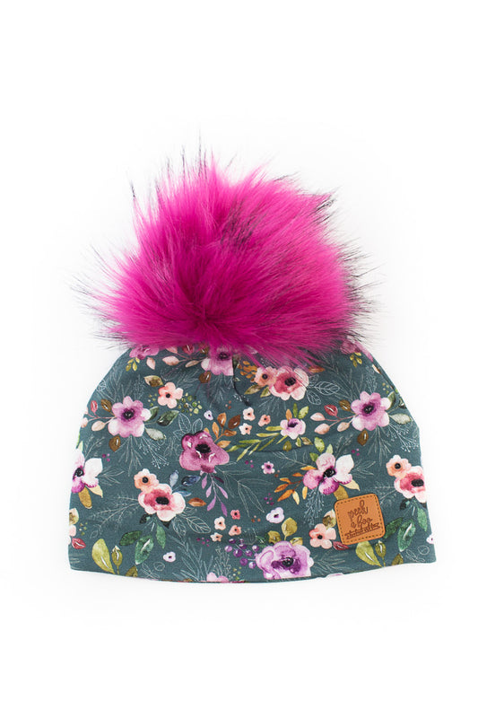 3 Season Toque turquoise floral